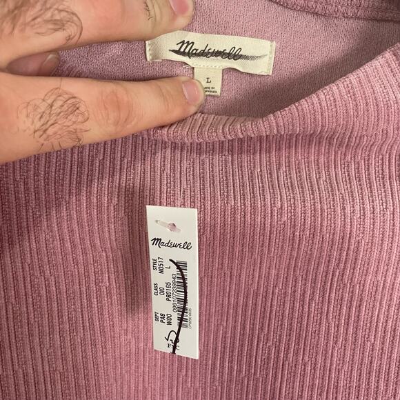 Madewell Striped Jacquard Funnel Neck Long Sleeve Top US Women's L New - Picture 4 of 5